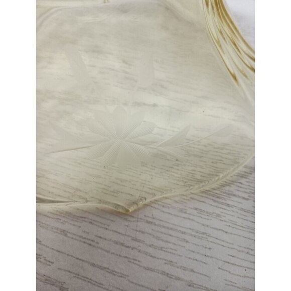 Vintage Lancaster Yellow Depression Glass Serving Bowl Etched Flower Ruffle Edge - Picture 10 of 13